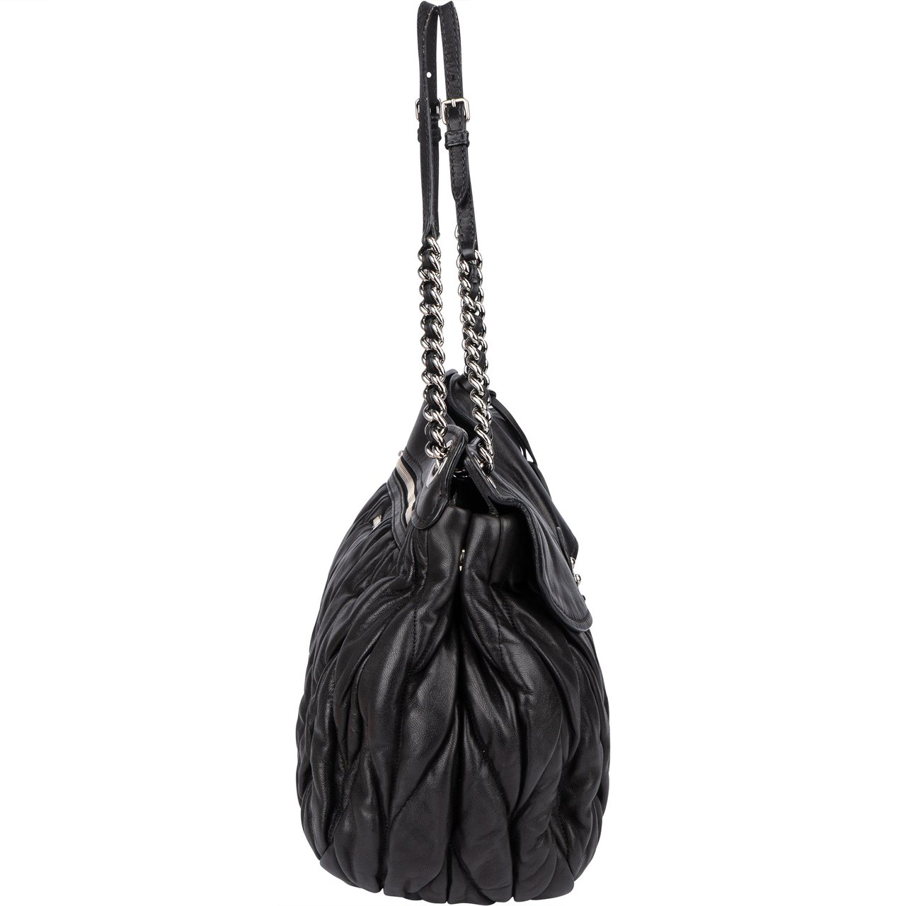 Miu Miu Miu Miu Matelassé Quilted Leather Shoulder Bag Zwart