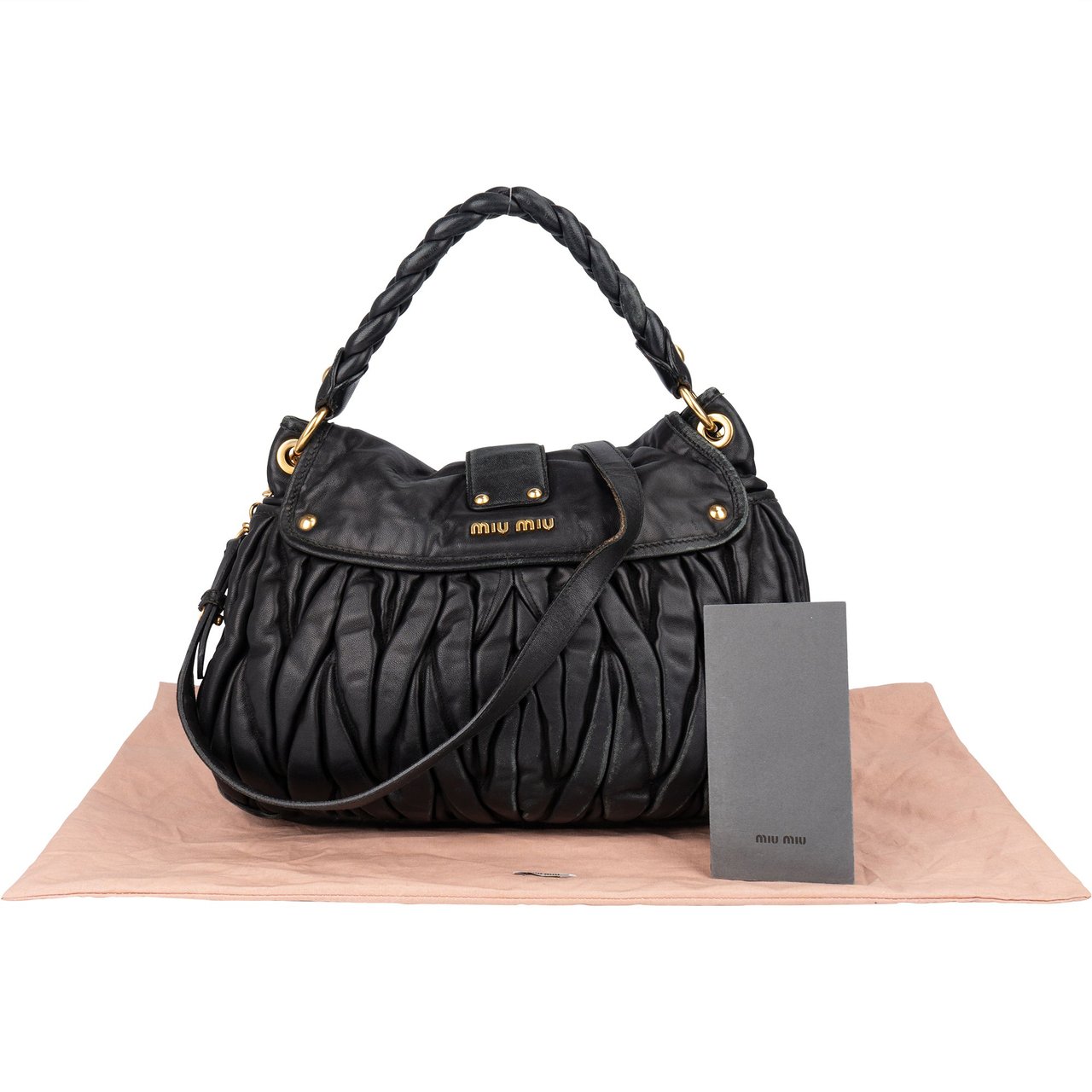 Miu Miu Miu Miu Quilted Leather City Handbag Zwart