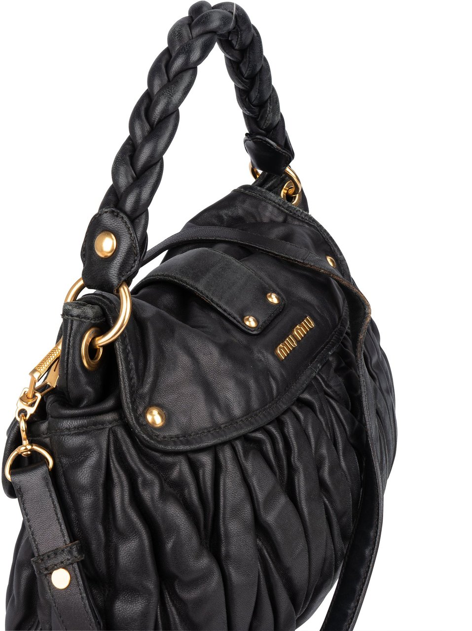 Miu Miu Miu Miu Quilted Leather City Handbag Zwart