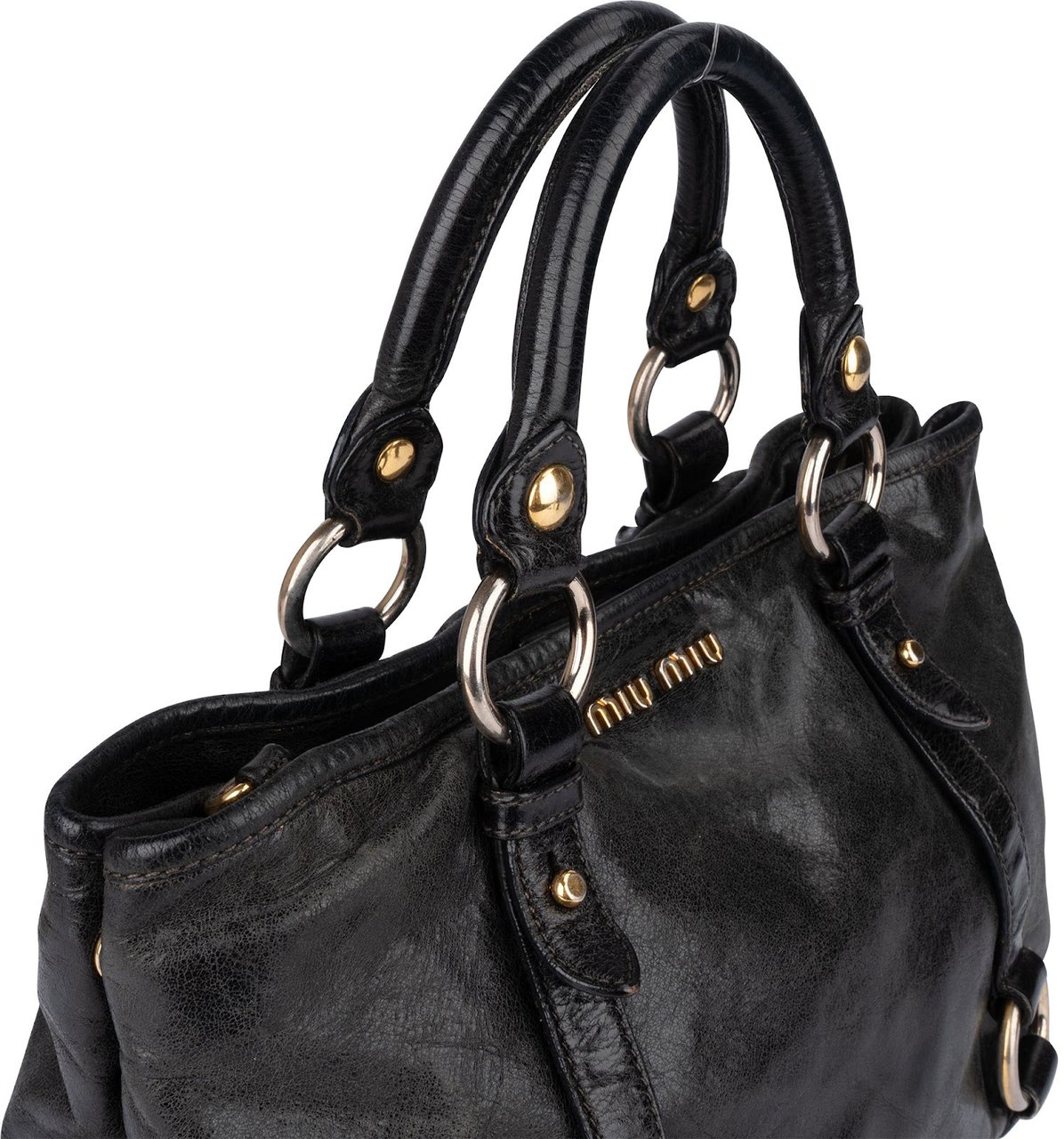 Miu Miu Miu Miu Vitello Lux Handbag Zwart