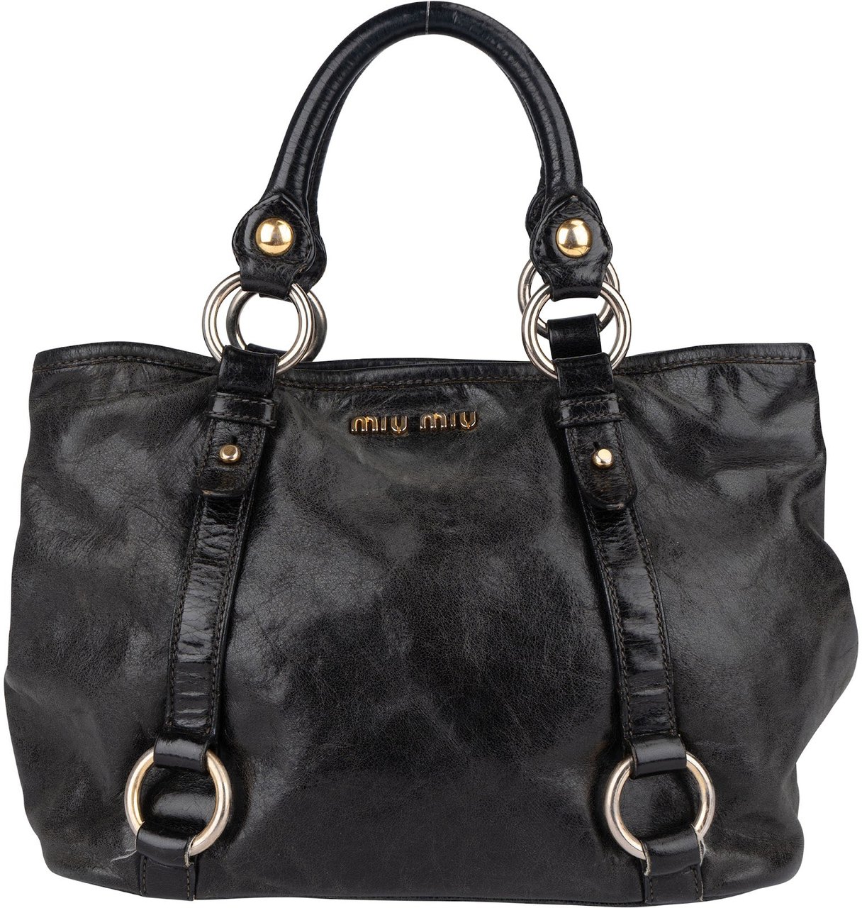 Miu Miu Miu Miu Vitello Lux Handbag Zwart
