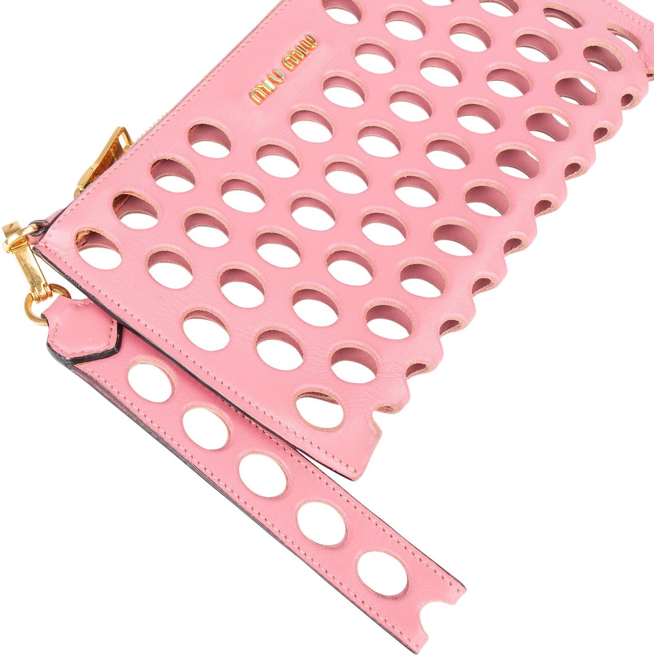Miu Miu Miu Miu Leather Wristlet Clutch Roze