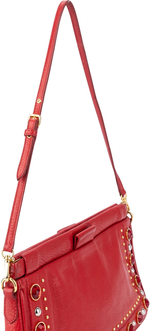 Miu Miu Miu Miu Red Leather Crystal Shoulder Bag Divers