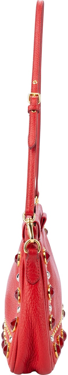 Miu Miu Miu Miu Red Leather Crystal Shoulder Bag Divers