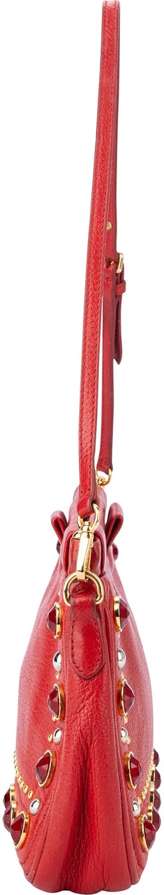 Miu Miu Miu Miu Red Leather Crystal Shoulder Bag Divers