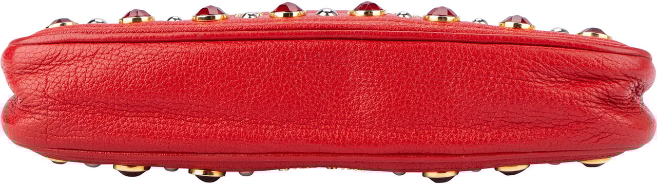 Miu Miu Miu Miu Red Leather Crystal Shoulder Bag Divers