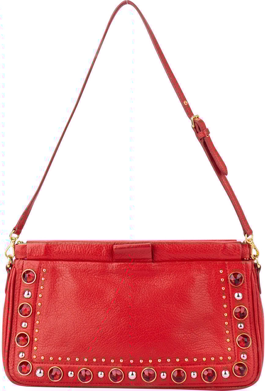 Miu Miu Miu Miu Red Leather Crystal Shoulder Bag Divers