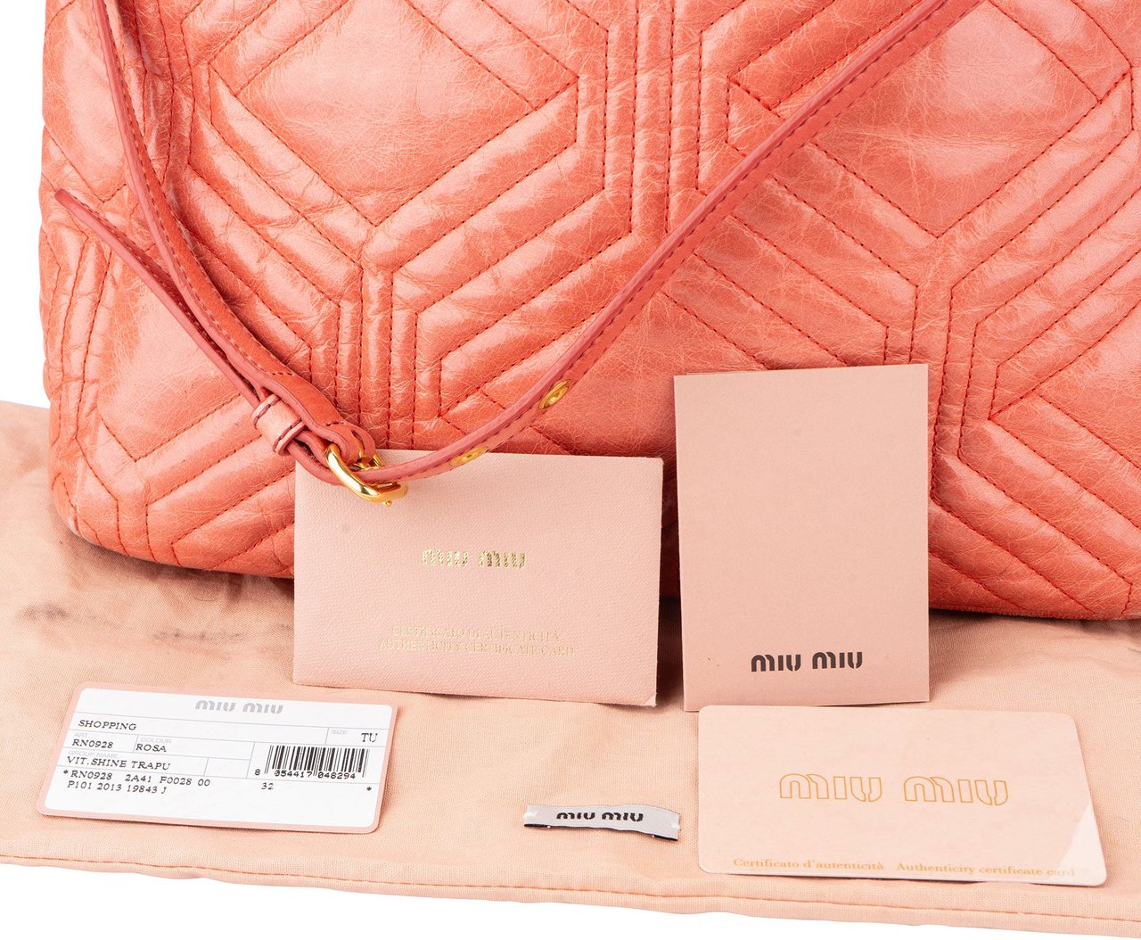 Miu Miu Miu Miu Quilted Leather Trapu Handbag Roze