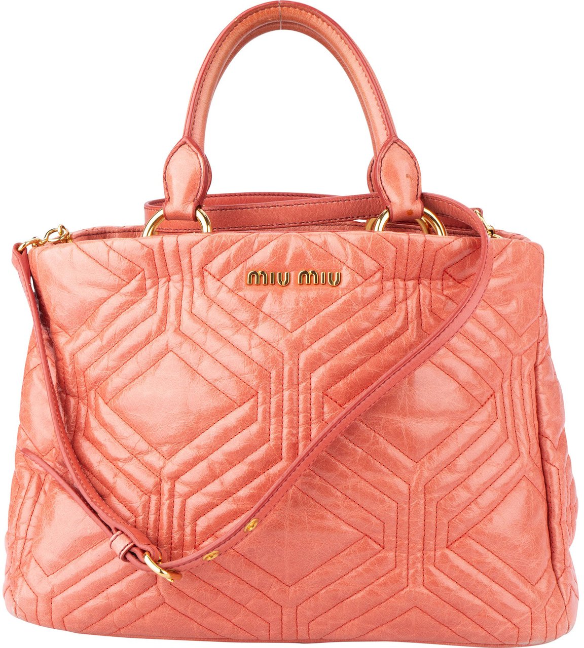 Miu Miu Miu Miu Quilted Leather Trapu Handbag Roze