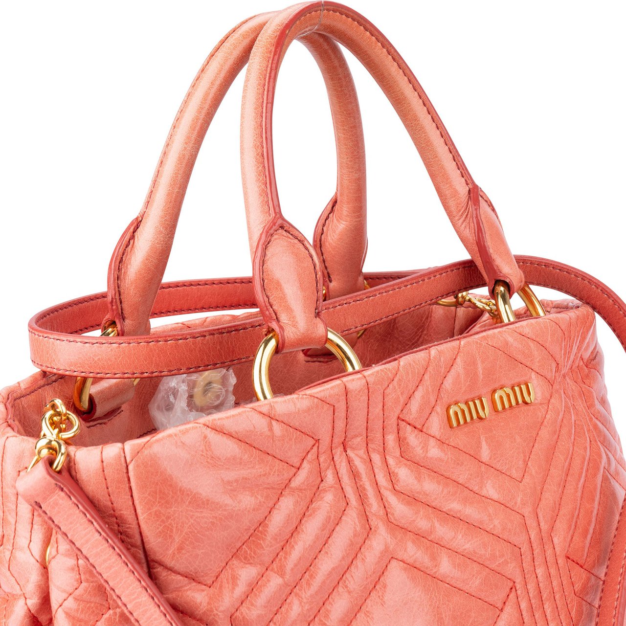 Miu Miu Miu Miu Quilted Leather Trapu Handbag Roze