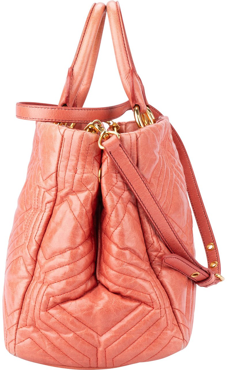 Miu Miu Miu Miu Quilted Leather Trapu Handbag Roze