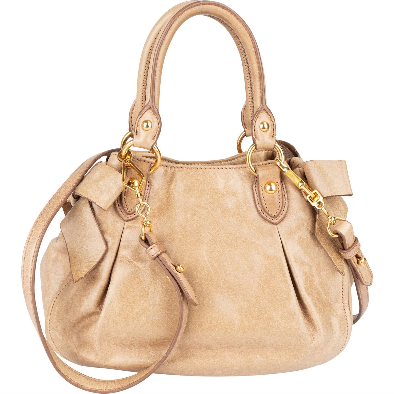Miu Miu Miu Miu Vitello Lux Bow Bag Handbag Beige