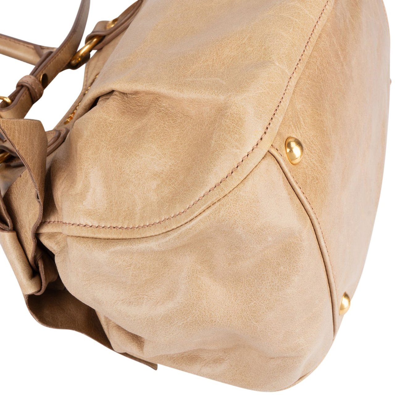 Miu Miu Miu Miu Vitello Lux Bow Bag Handbag Beige