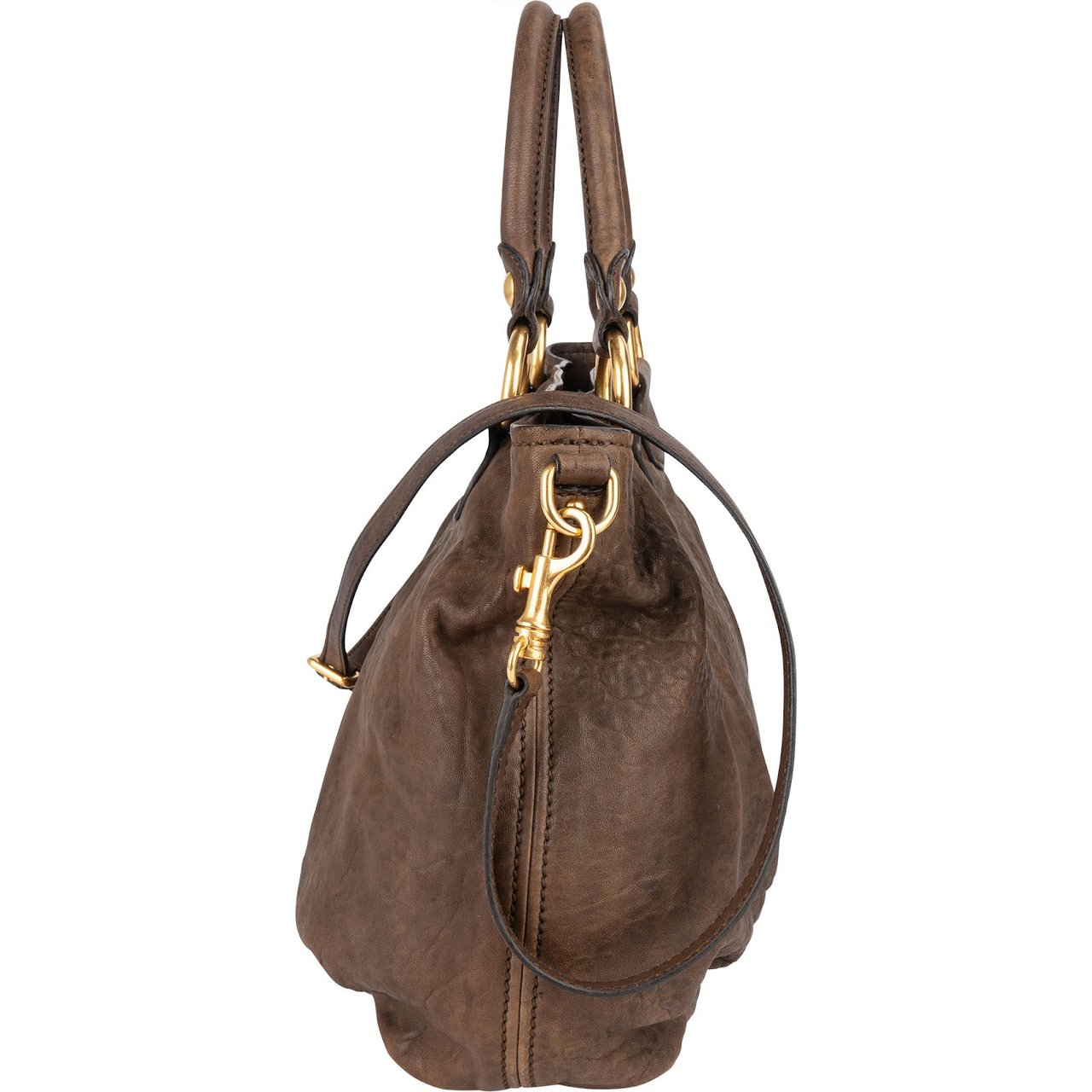 Miu Miu Miu Miu Nappa Monk Satchel City Handbag Bruin