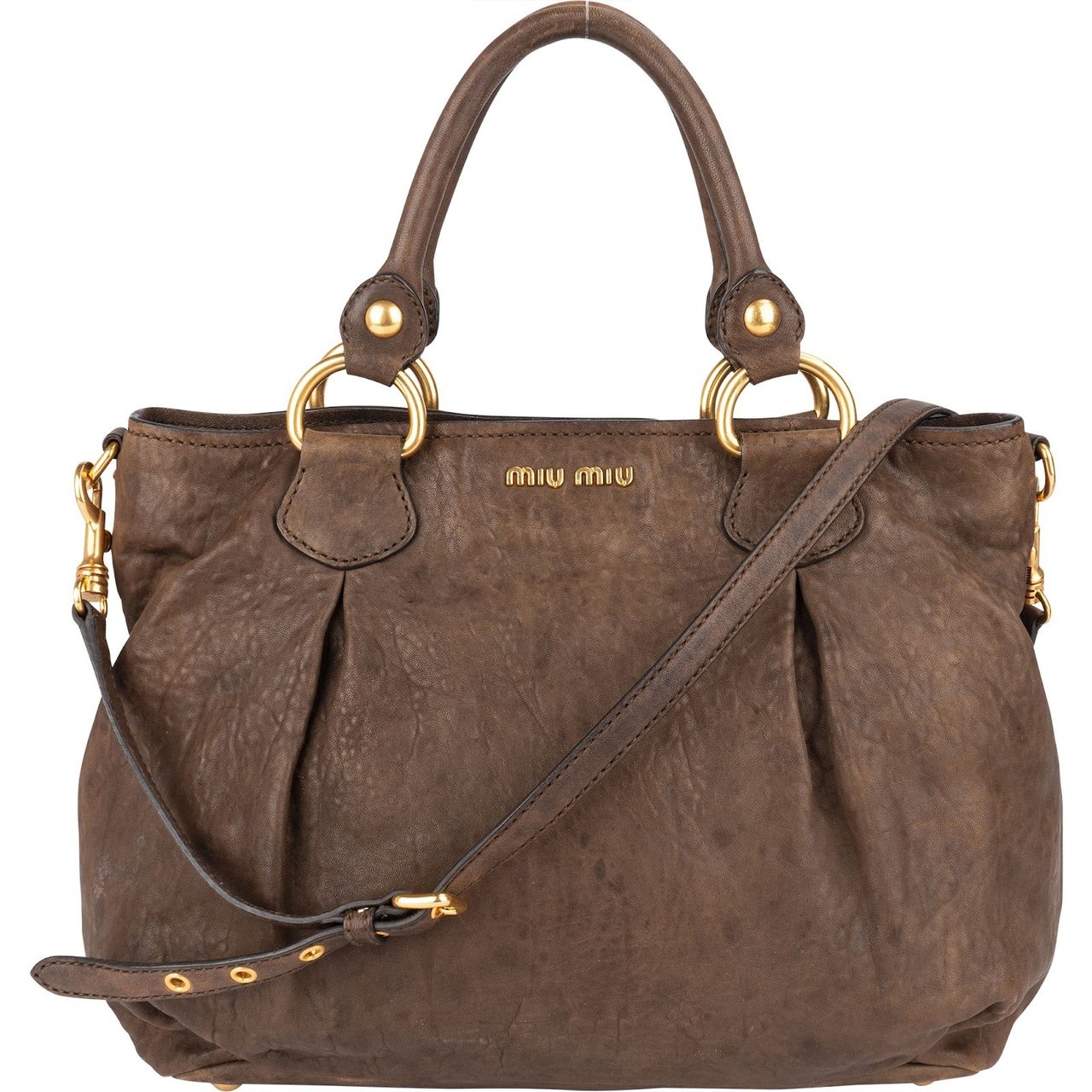 Miu Miu Miu Miu Nappa Monk Satchel City Handbag Bruin