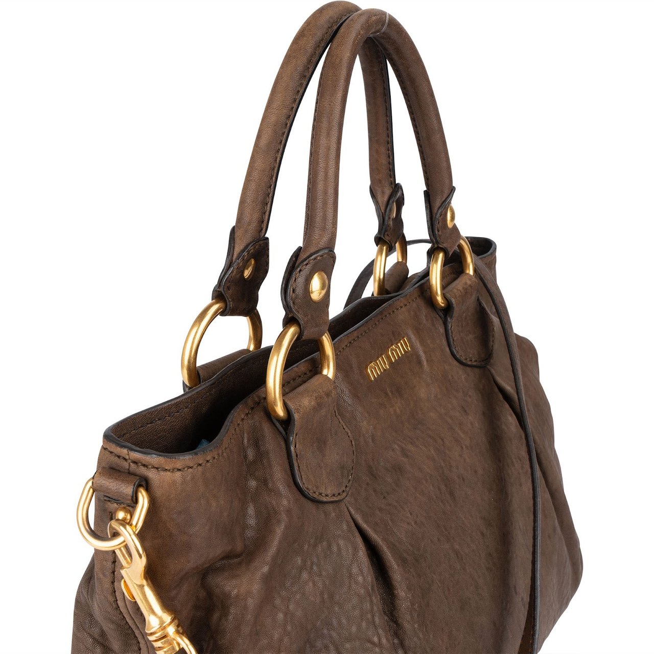 Miu Miu Miu Miu Nappa Monk Satchel City Handbag Bruin