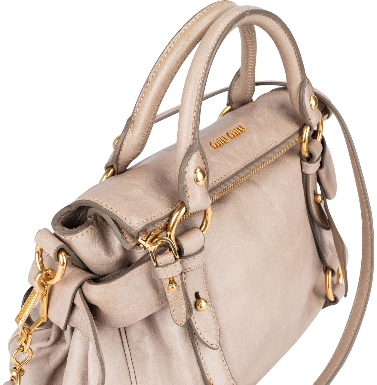 Miu Miu Miu Miu Vitello Lux City Handbag Donkergrijs