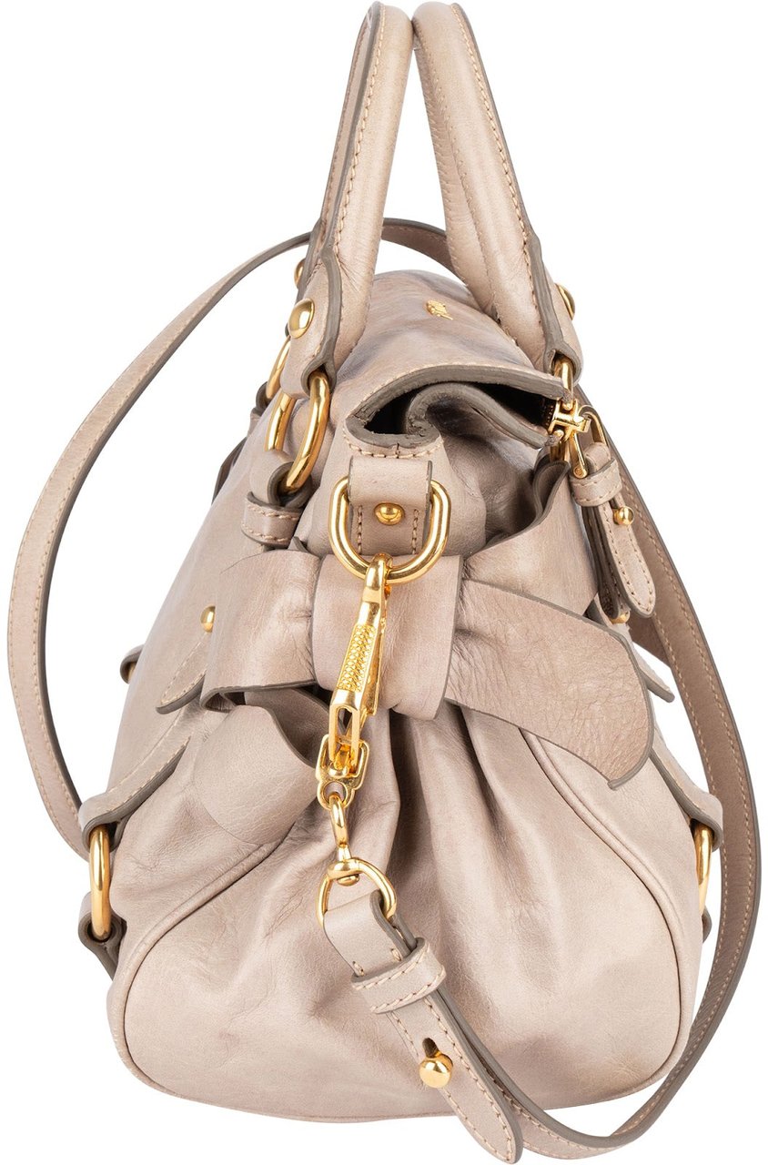 Miu Miu Miu Miu Vitello Lux City Handbag Donkergrijs