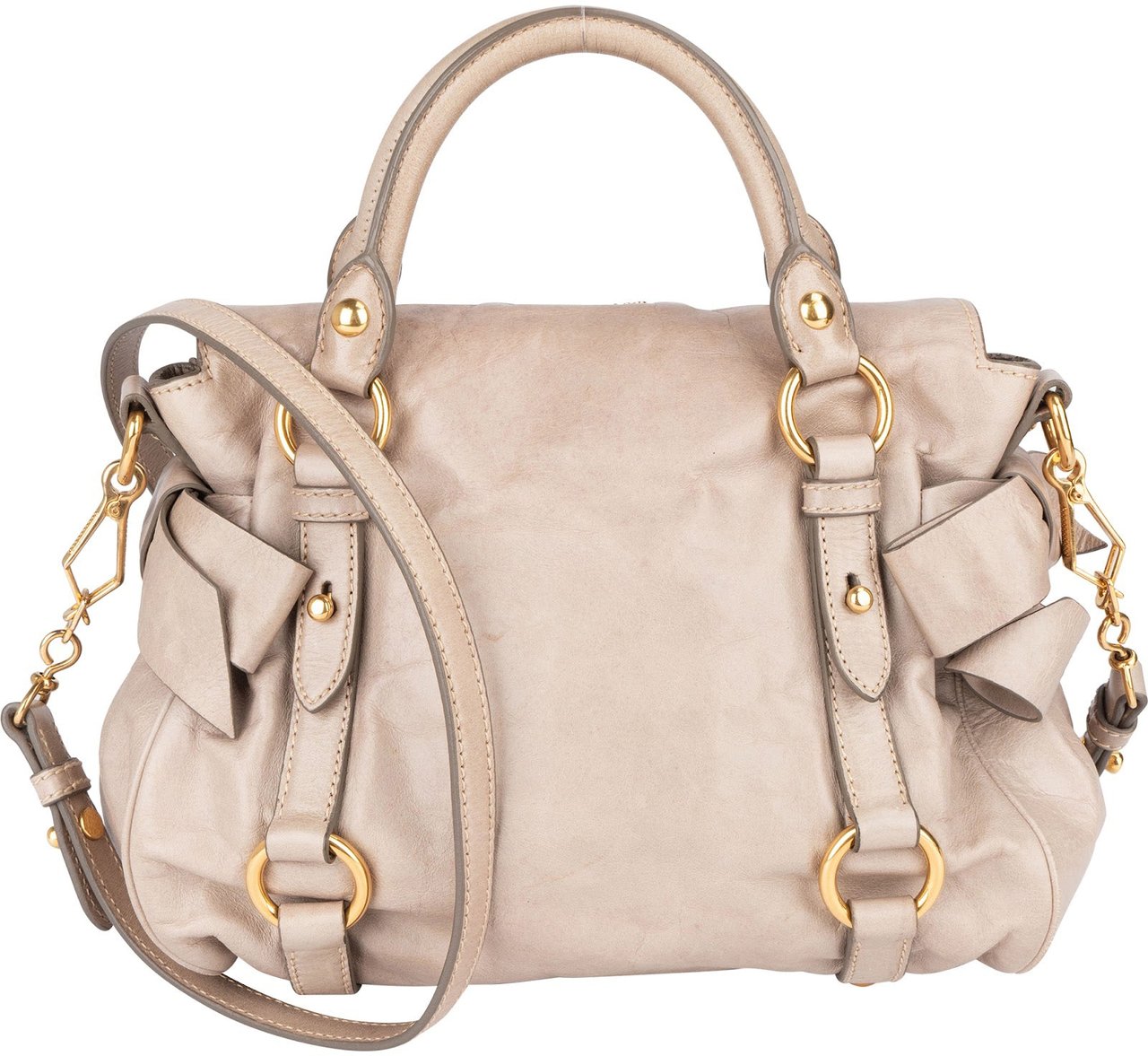 Miu Miu Miu Miu Vitello Lux City Handbag Donkergrijs