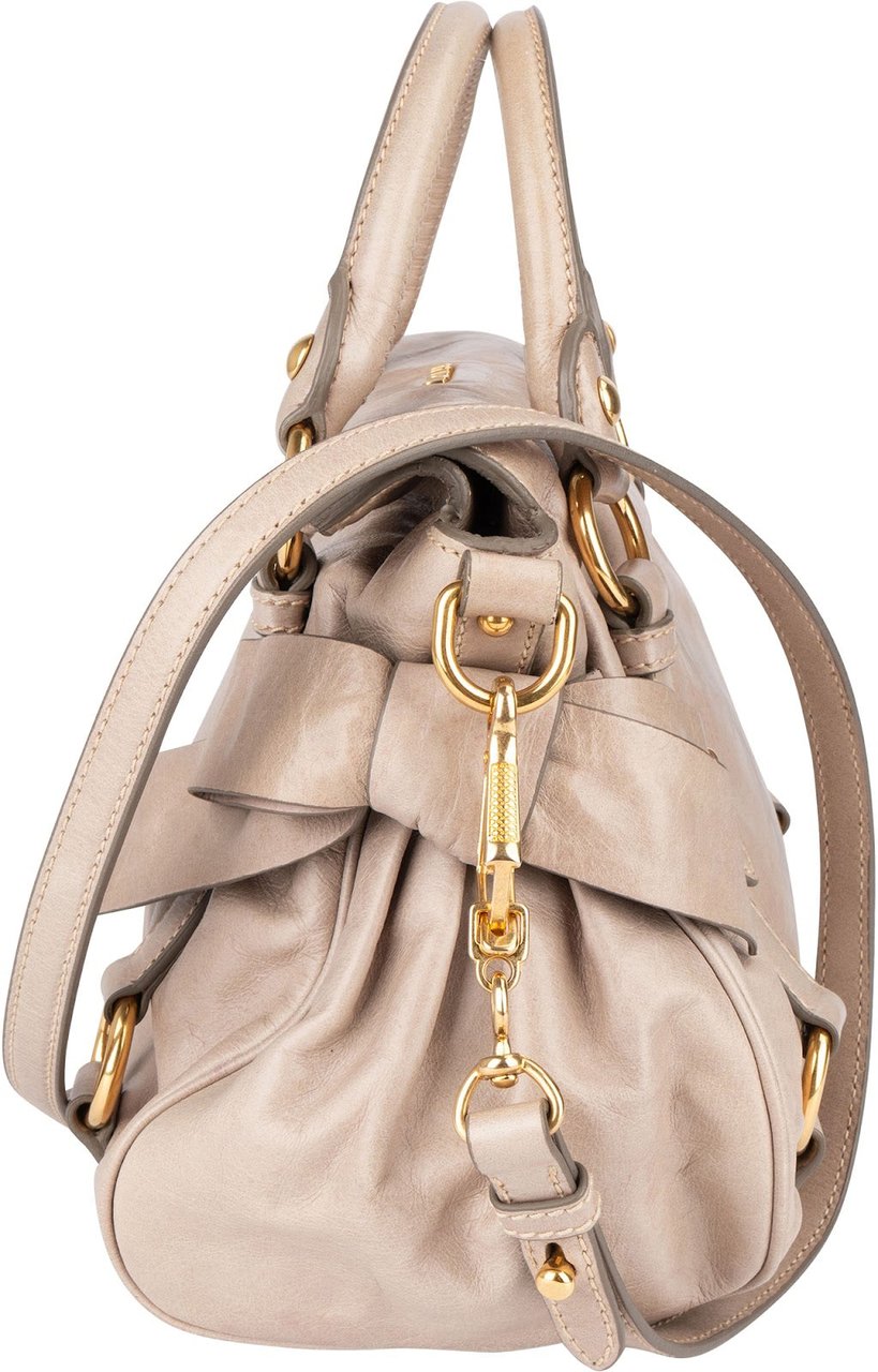 Miu Miu Miu Miu Vitello Lux City Handbag Donkergrijs