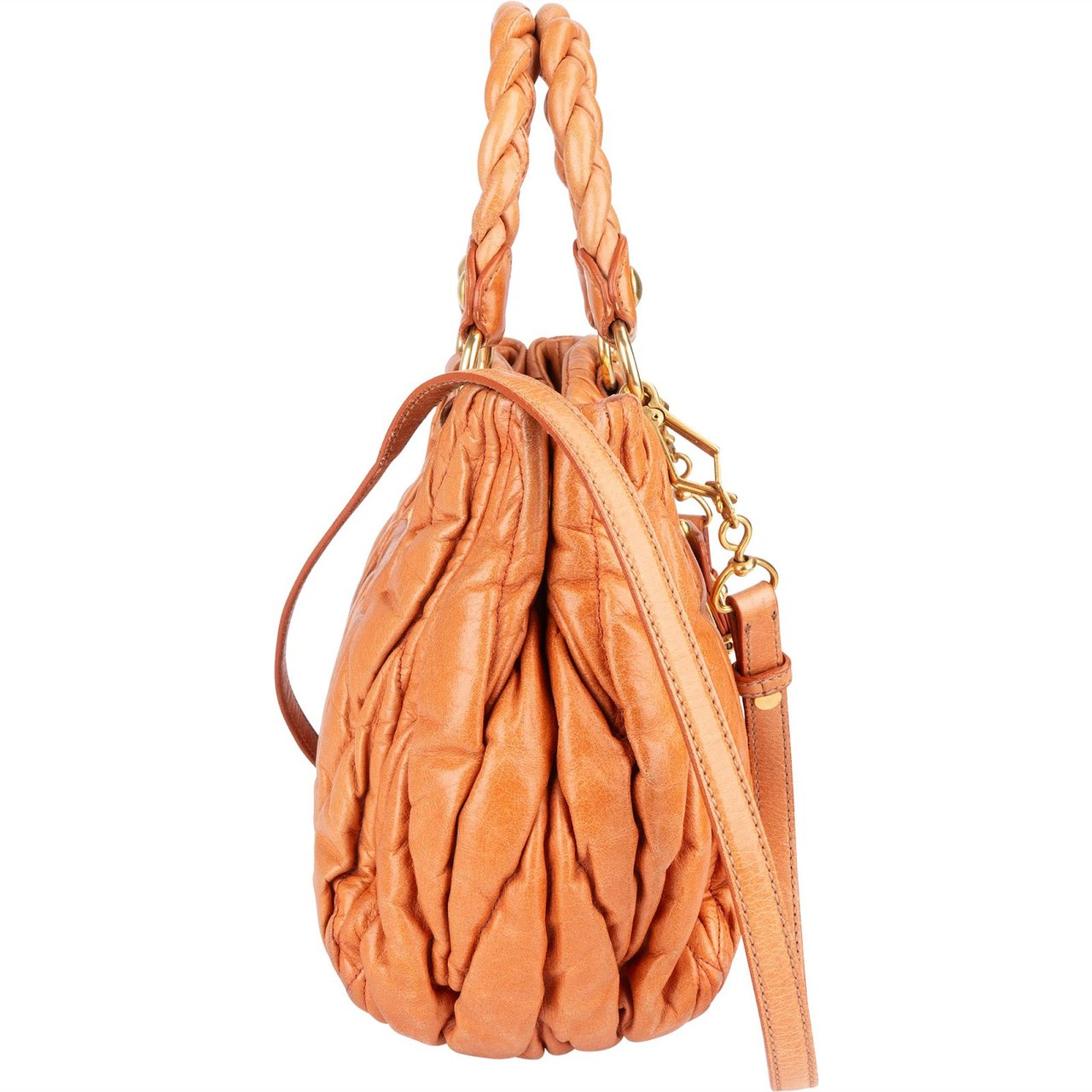 Miu Miu Miu Miu Quilted Leather City Handbag Oranje
