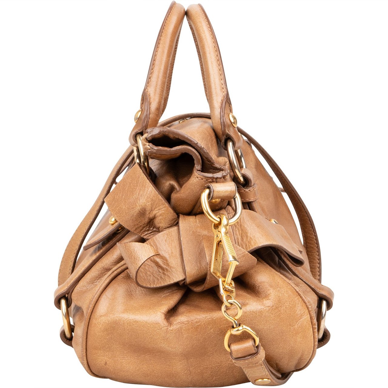 Miu Miu Miu Miu Vitello Lux Bow Bag Handbag Bruin