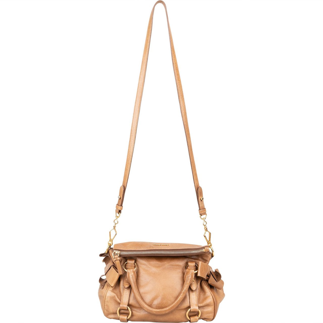 Miu Miu Miu Miu Vitello Lux Bow Bag Handbag Bruin