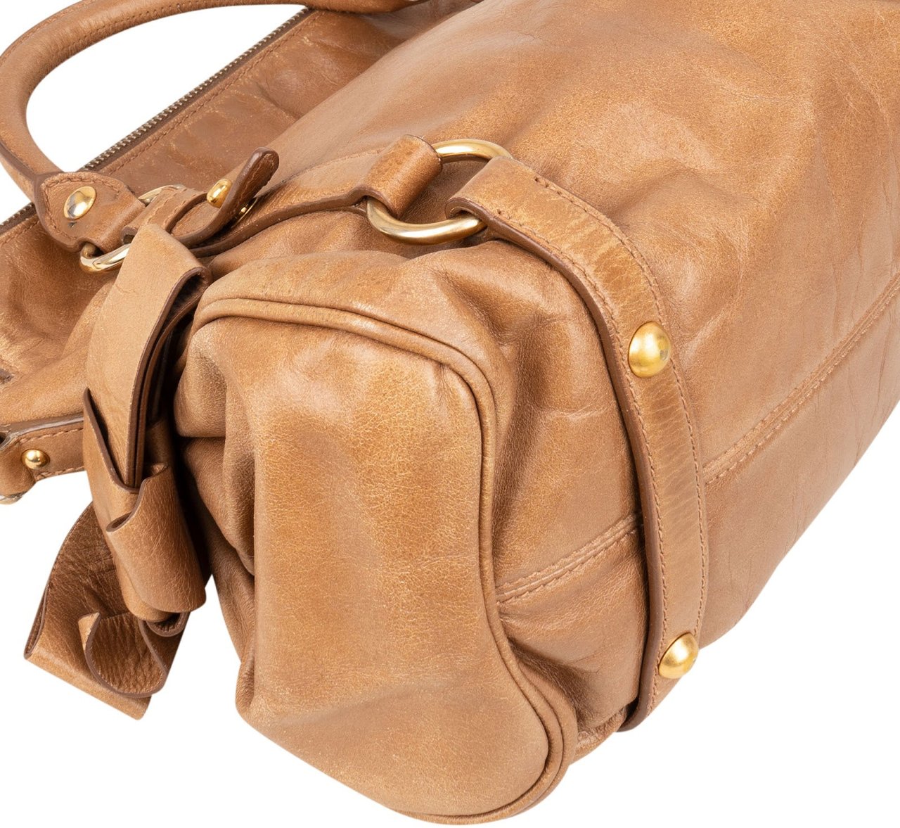 Miu Miu Miu Miu Vitello Lux Bow Bag Handbag Bruin