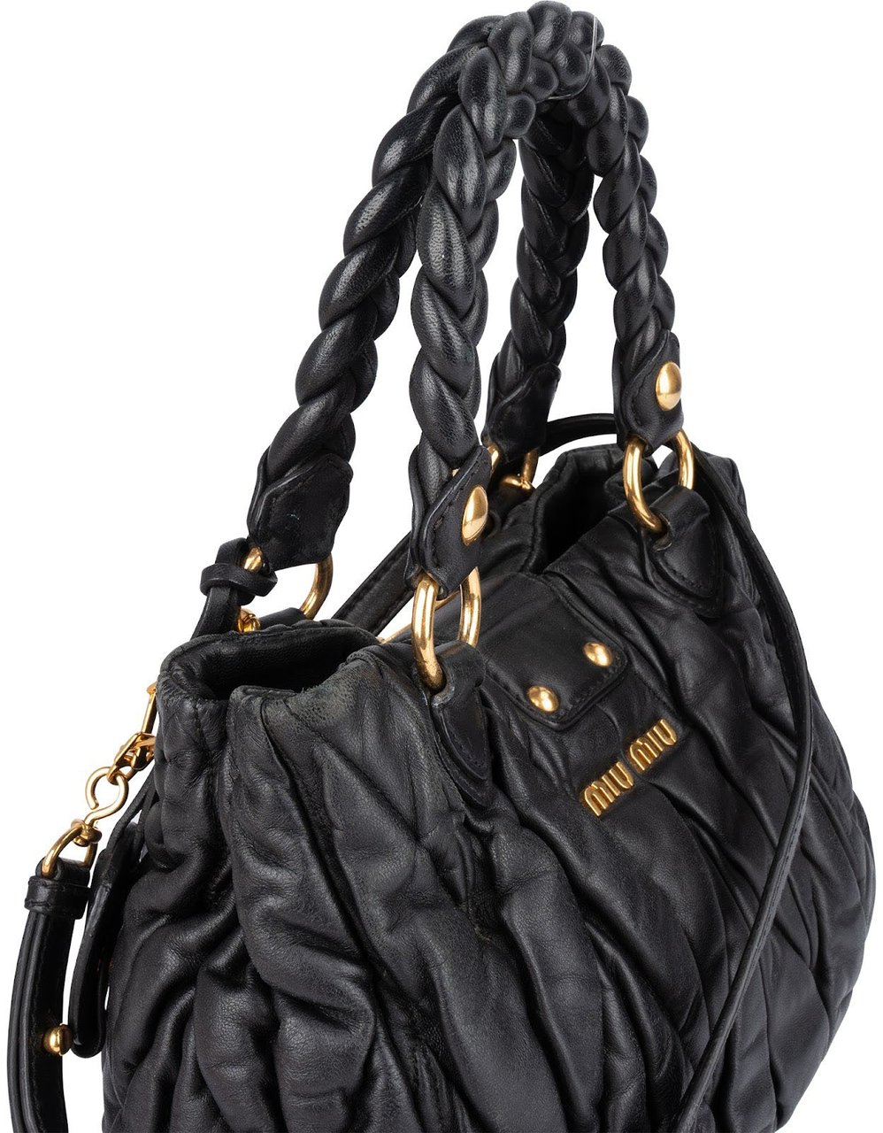 Miu Miu Miu Miu Quilted Leather Handbag Zwart