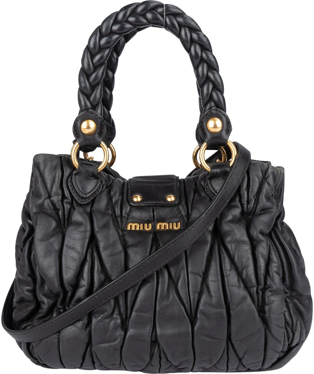 Miu Miu Miu Miu Quilted Leather Handbag Zwart