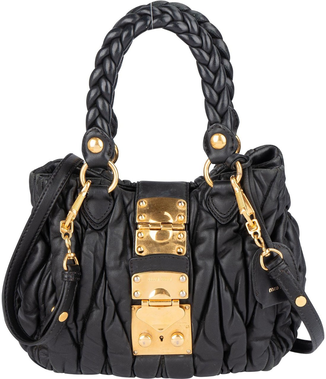 Miu Miu Miu Miu Quilted Leather Handbag Zwart