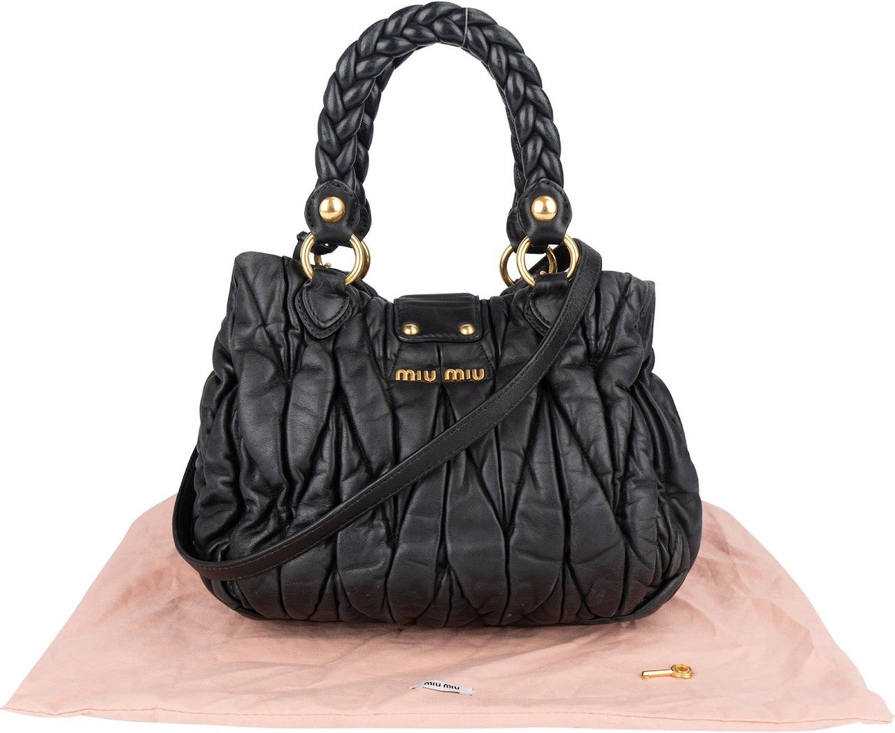Miu Miu Miu Miu Quilted Leather Handbag Zwart