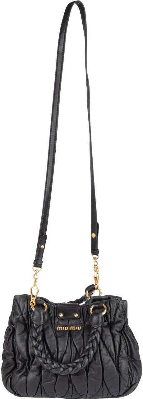 Miu Miu Miu Miu Quilted Leather Handbag Zwart
