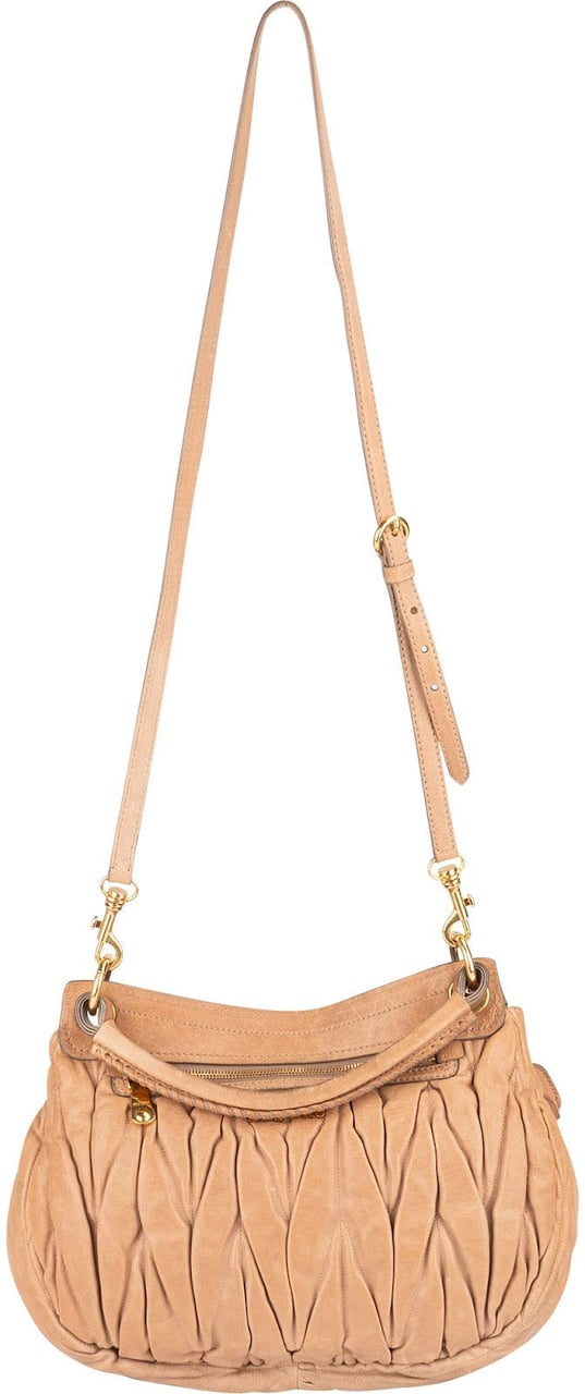 Miu Miu Miu Miu Matelassé Nappa Leather Hobo Handbag Beige