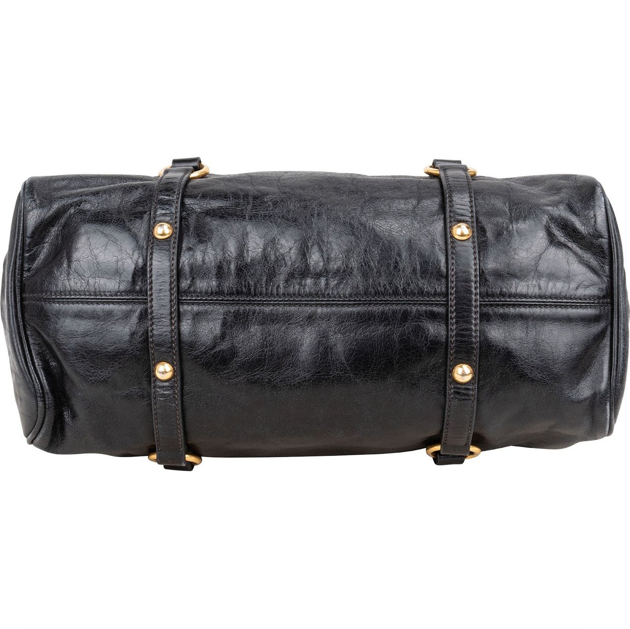 Miu Miu Miu Miu Vitello Lux Leather Satchel City Handbag Zwart