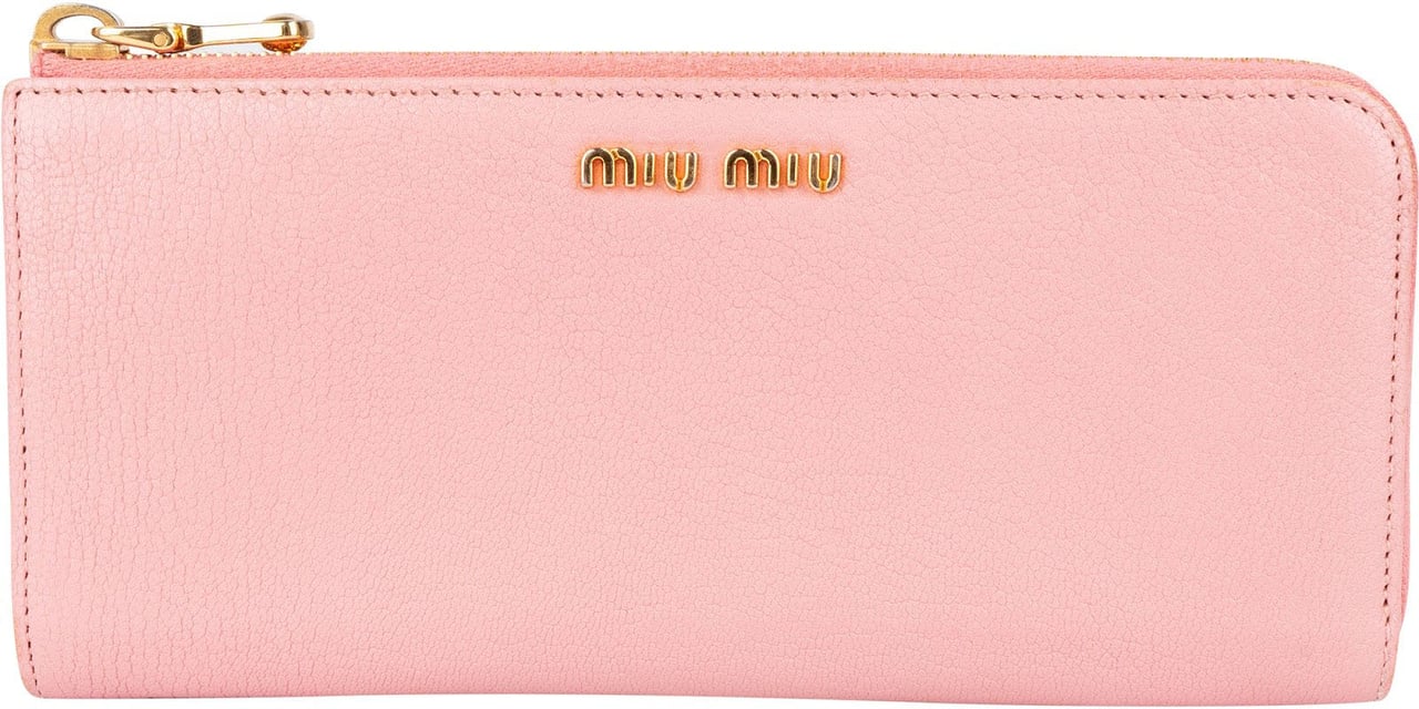 Miu Miu Miu Miu Pink Leather Zip Around Wallet Rood