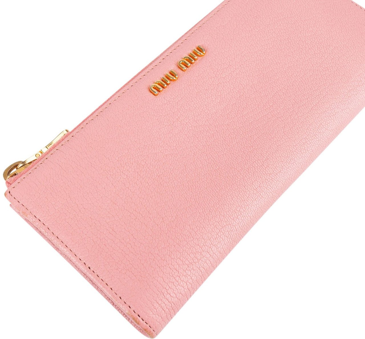 Miu Miu Miu Miu Pink Leather Zip Around Wallet Rood