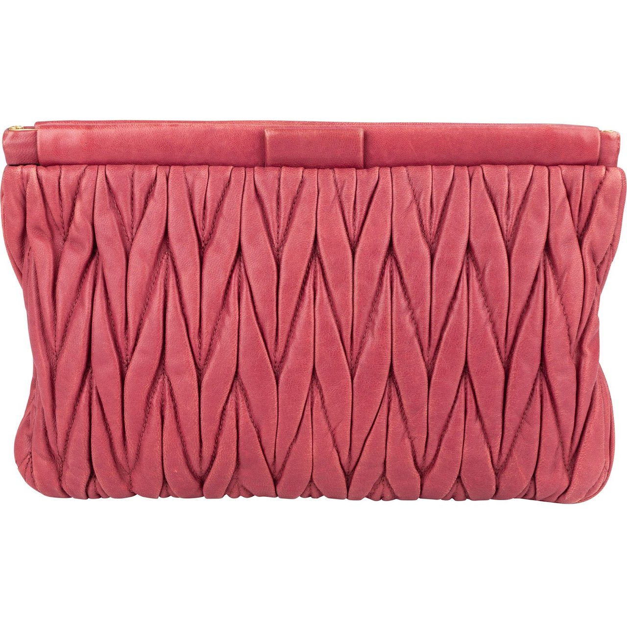 Miu Miu Miu Miu Matelassé Nappa Leather Clutch Bag Rood