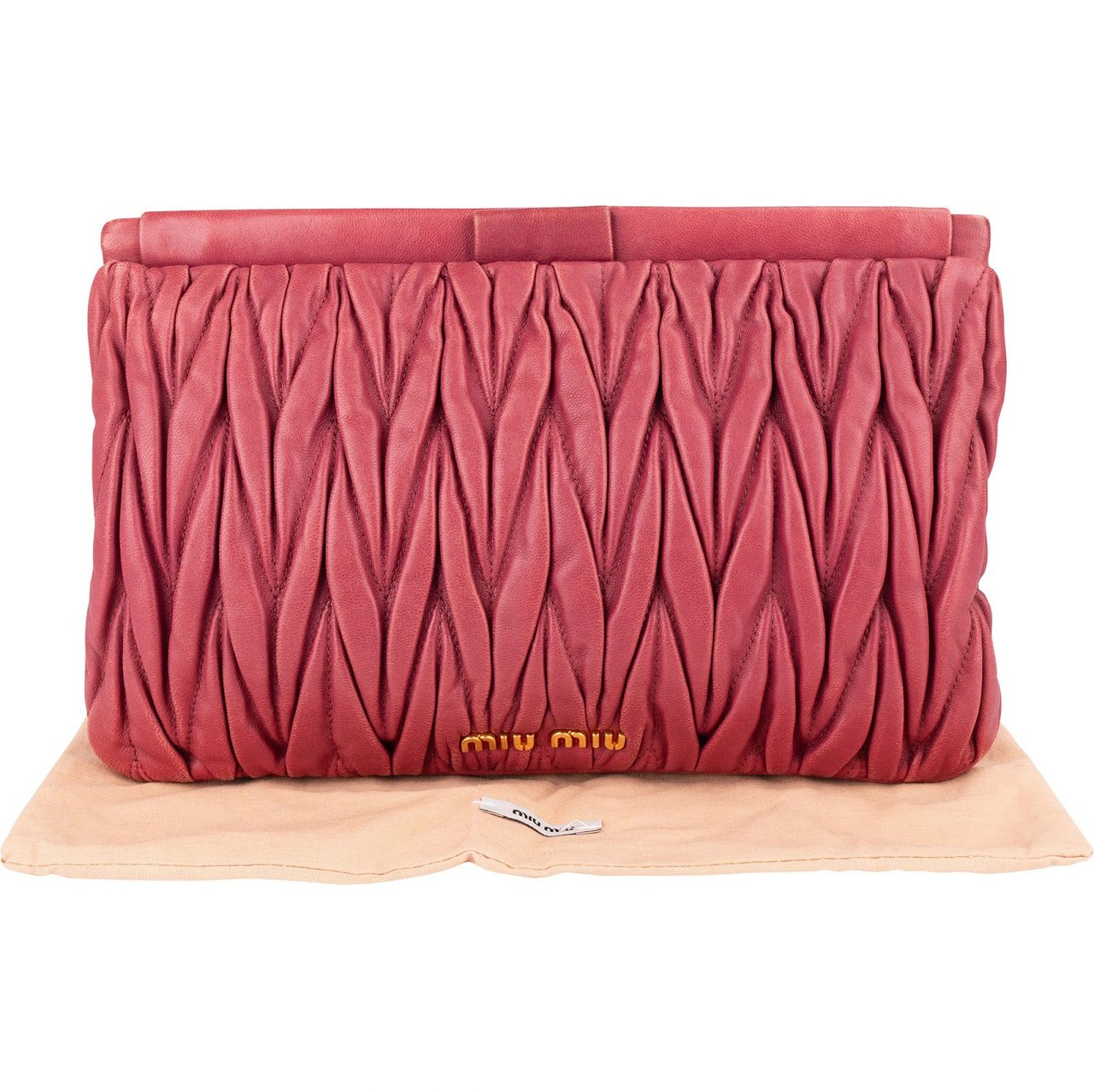 Miu Miu Miu Miu Matelassé Nappa Leather Clutch Bag Rood
