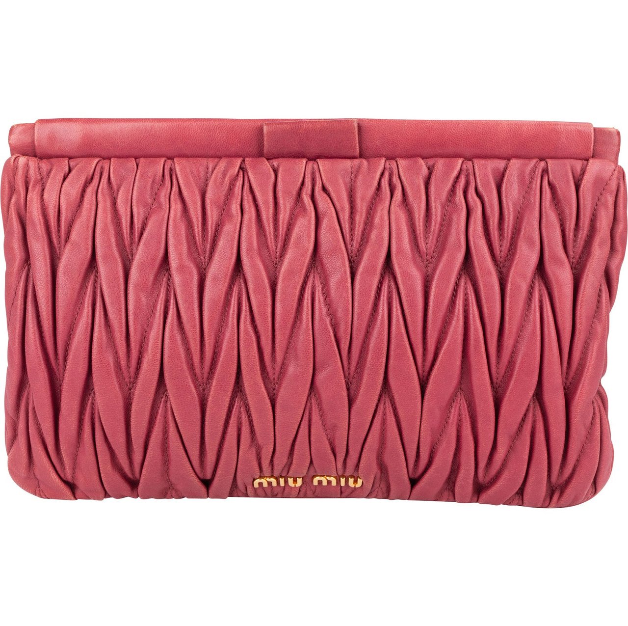Miu Miu Miu Miu Matelassé Nappa Leather Clutch Bag Rood
