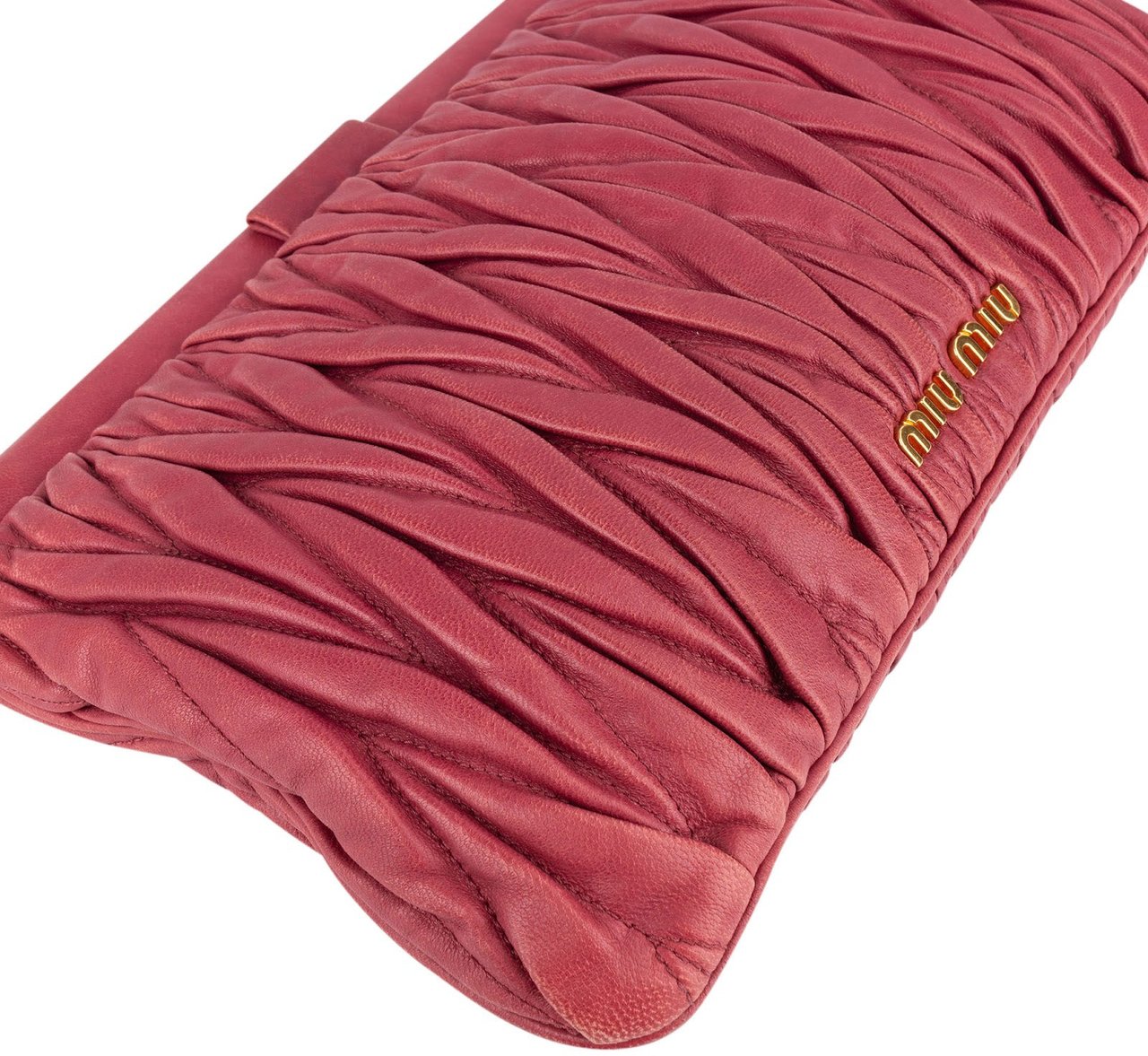 Miu Miu Miu Miu Matelassé Nappa Leather Clutch Bag Rood