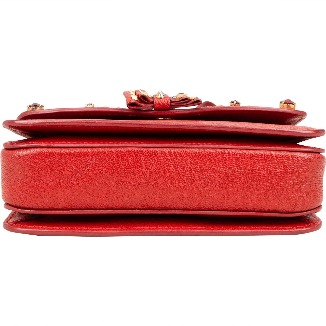 Miu Miu Miu Miu Red Studded Leather Bow Crossbody Bag Rood