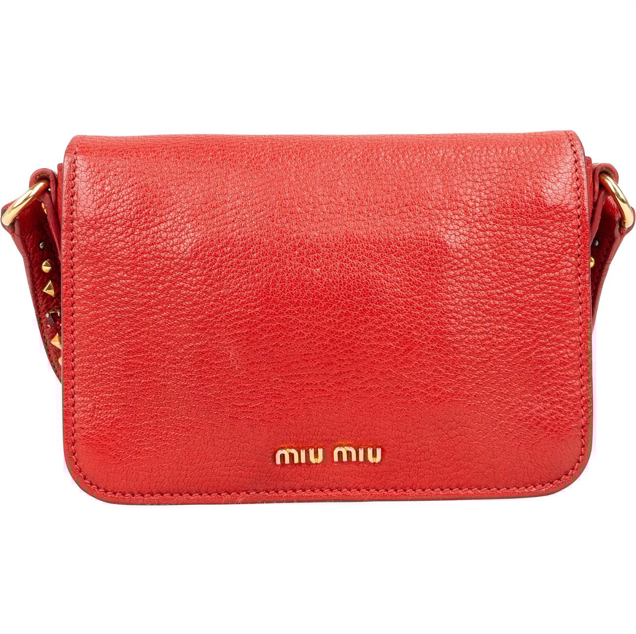 Miu Miu Miu Miu Red Studded Leather Bow Crossbody Bag Rood