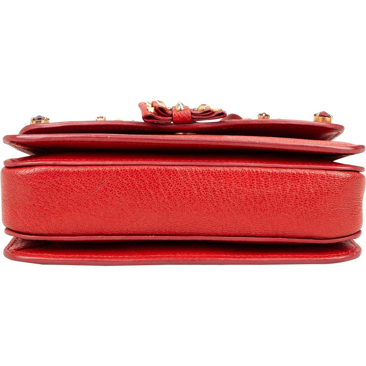 Miu Miu Red Studded Leather Bow Crossbody Bag Rood