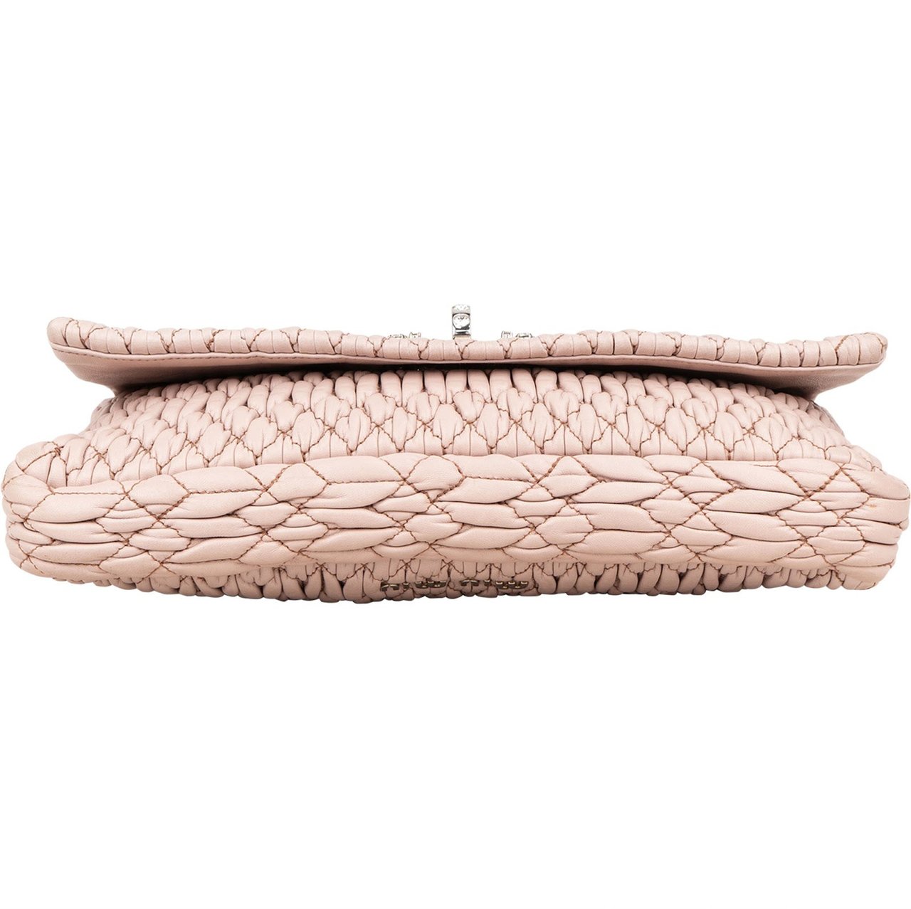 Miu Miu Matelassé Nappa Leather Crystal Flap Shoulder Bag Roze