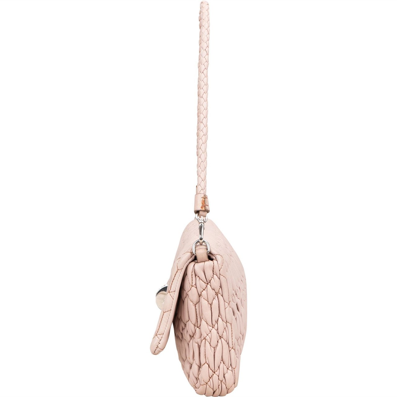 Miu Miu Matelassé Nappa Leather Crystal Flap Shoulder Bag Roze