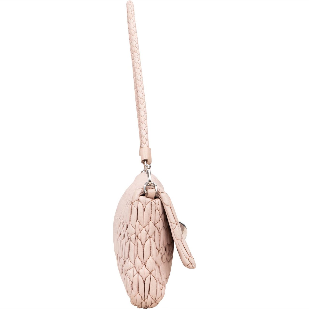 Miu Miu Matelassé Nappa Leather Crystal Flap Shoulder Bag Roze