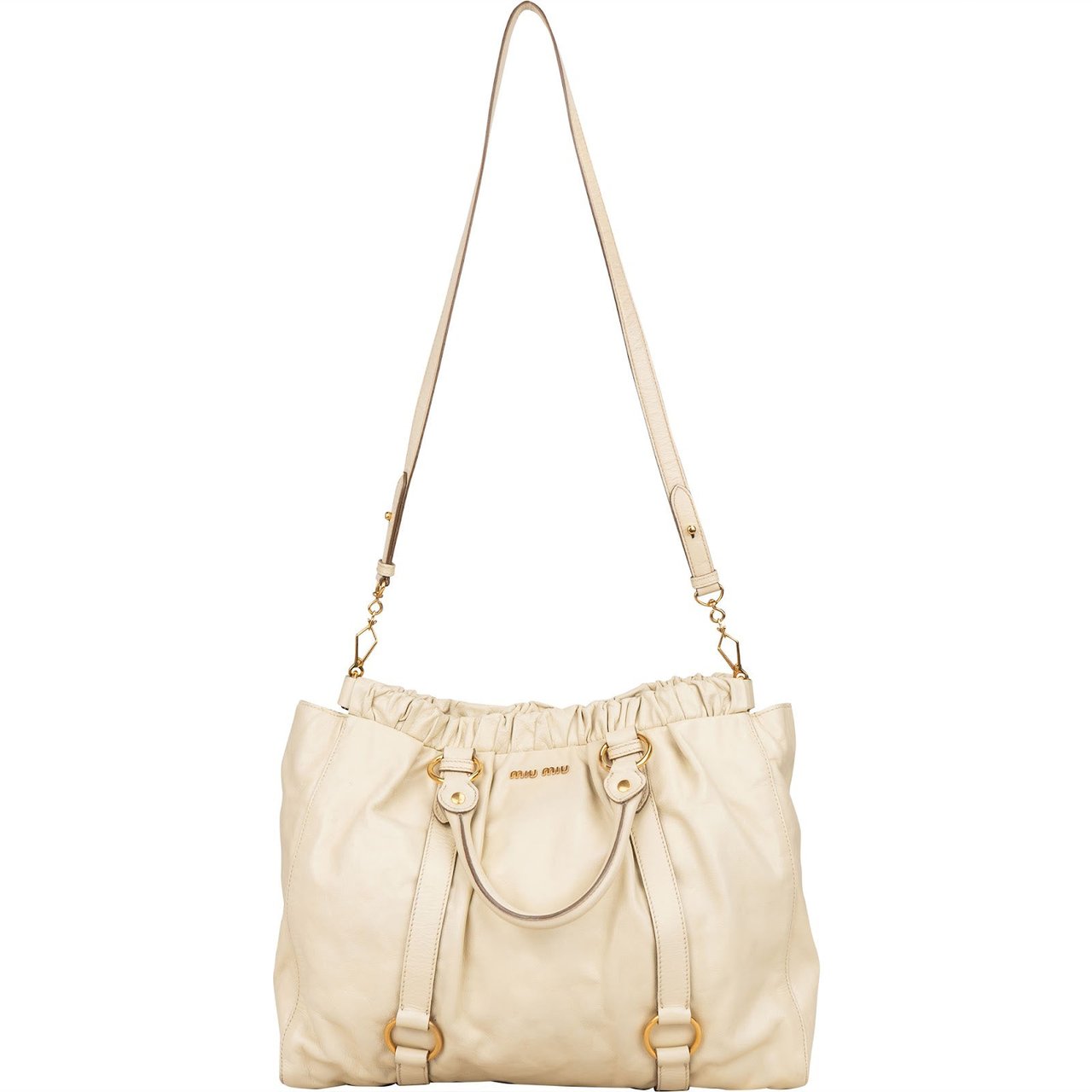 Miu Miu Miu Miu Vitello Lux Satchel City Handbag Wit