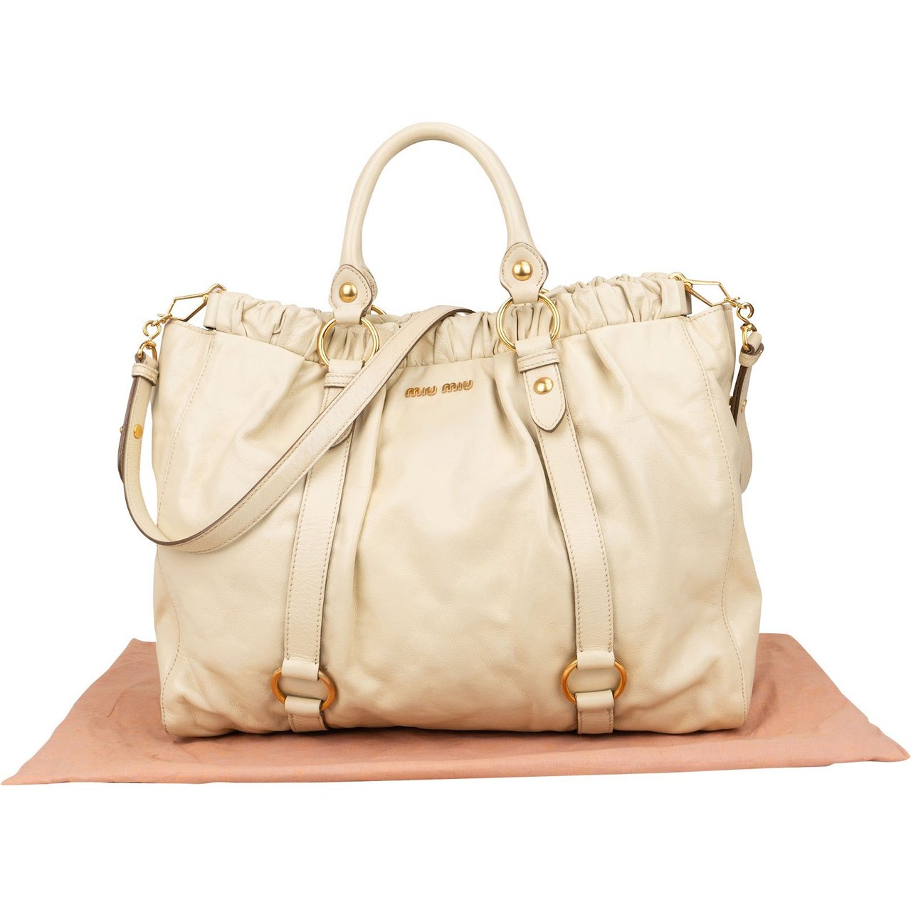 Miu Miu Miu Miu Vitello Lux Satchel City Handbag Wit