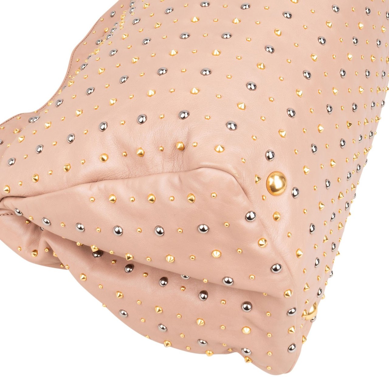 Miu Miu Studded Vitello Lux Tote Handbag Roze